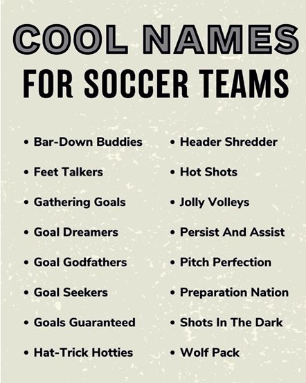 Clever And Cool Soccer Team Names
