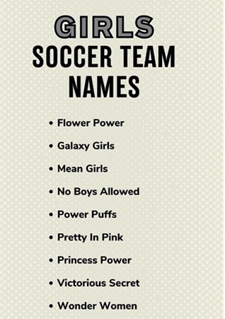 Girls Soccer Team Names
